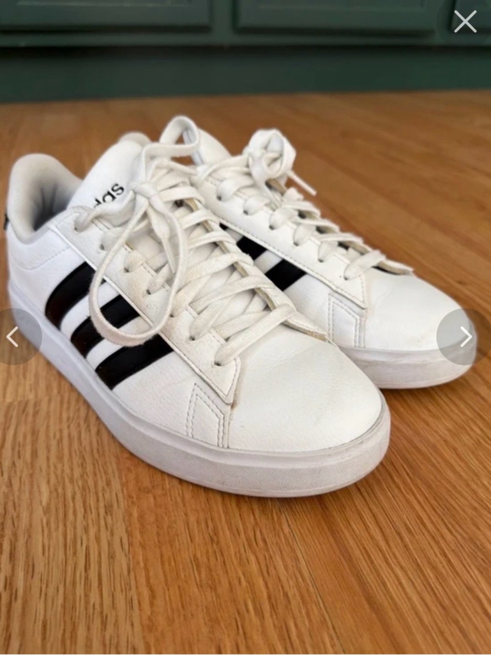adidas White Sneakers with Black Three-Stripes